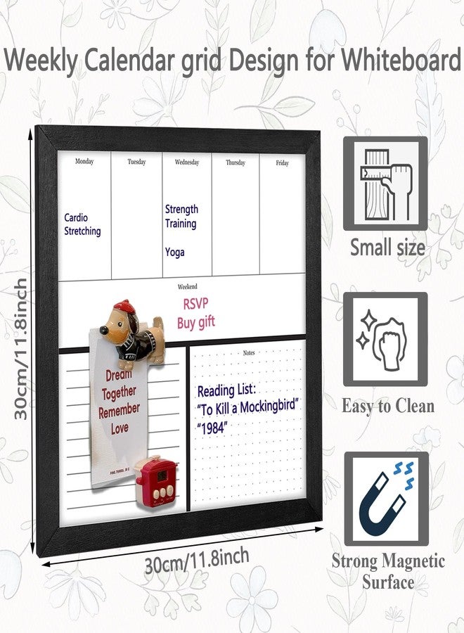 Umtiti Umtiit Weekly Calendar Dry Erase Whiteboard 11.8 x 11.8 inch(30 x 30 cm), Black Wood Frame, Magnetic Surface Whiteboard for Planning/Schedule/School Timetable/Memo(ZLBB-3030BK,US) - Image 2