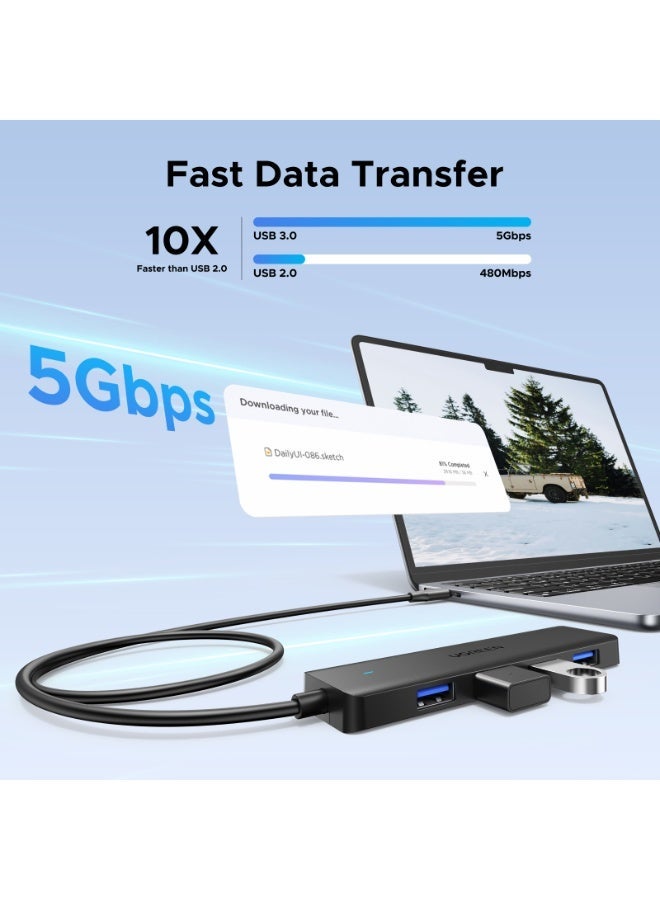 يو جرين هاب USB C إلى 4 منافذ USB A، موزع USB متعدد المنافذ للابتوب وماك بوك، محول USB C لتوصيل لوحة المفاتيح والفأرة والفلاش والتخزين للعمل والمنزل والسفر - Image 4