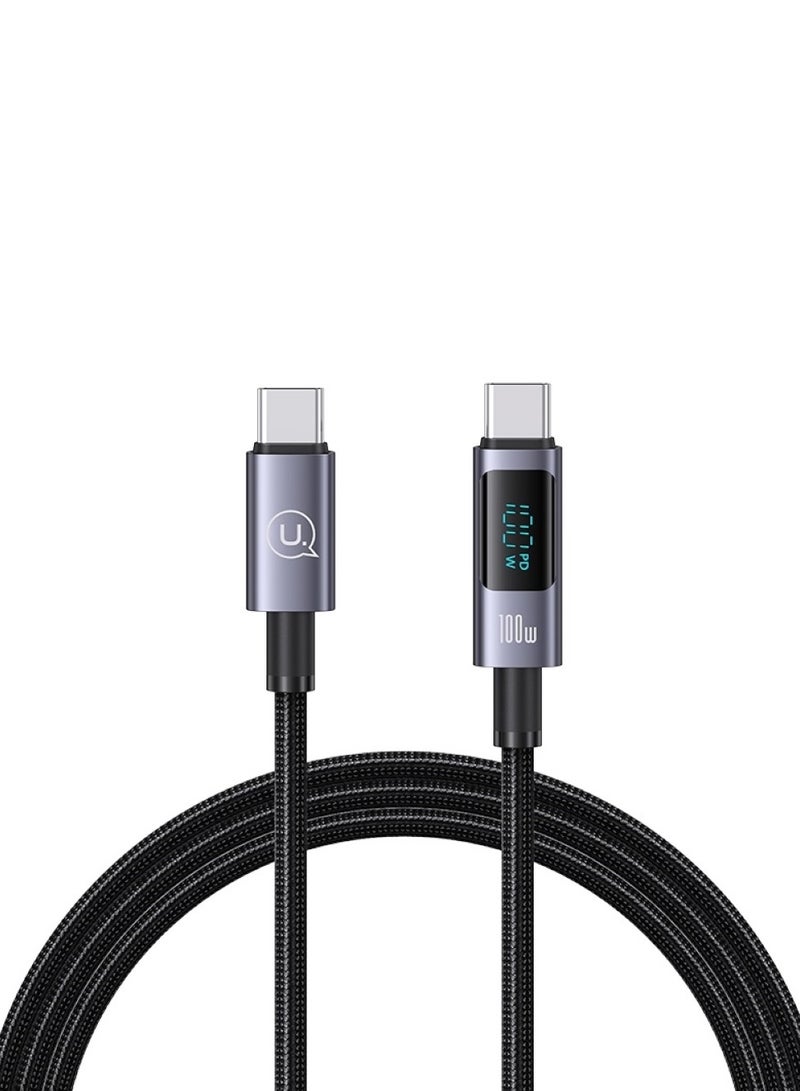 أوسامس كابل بيانات من النوع C إلى النوع C 100 وات للشحن السريع، الطول: 1.2 متر (أسود)⁩ - Image 1