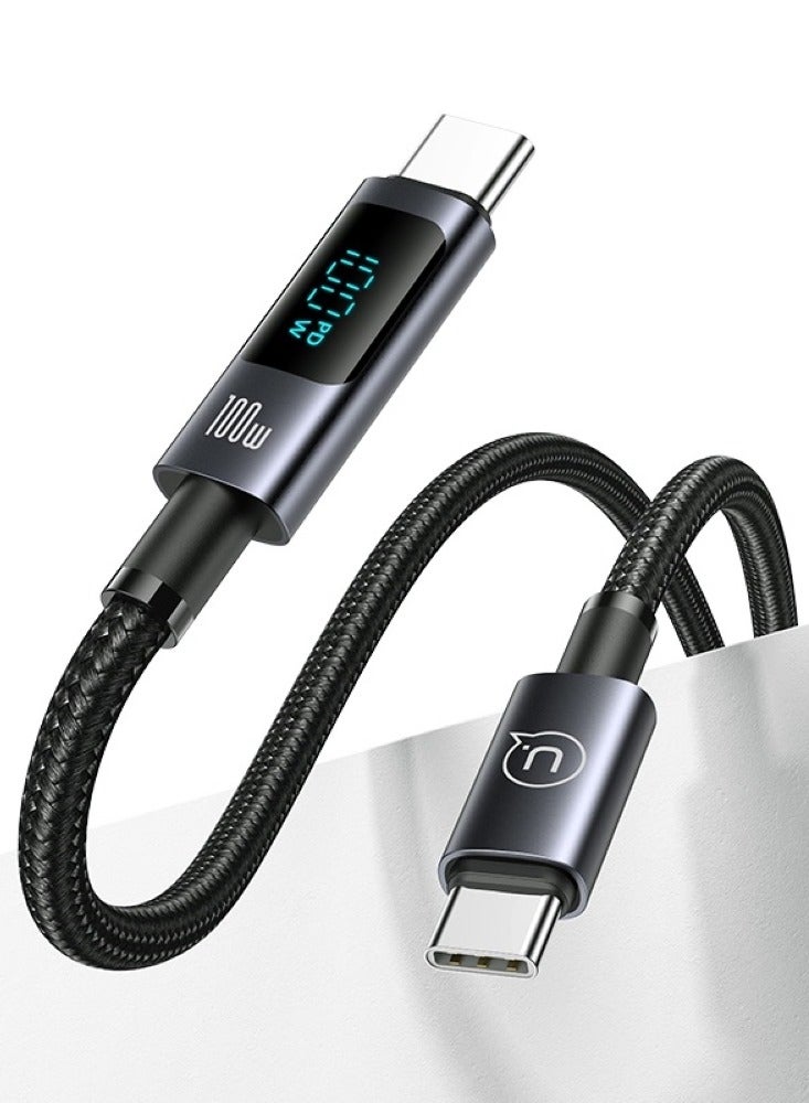 أوسامس كابل بيانات من النوع C إلى النوع C 100 وات للشحن السريع، الطول: 1.2 متر (أسود)⁩ - Image 2