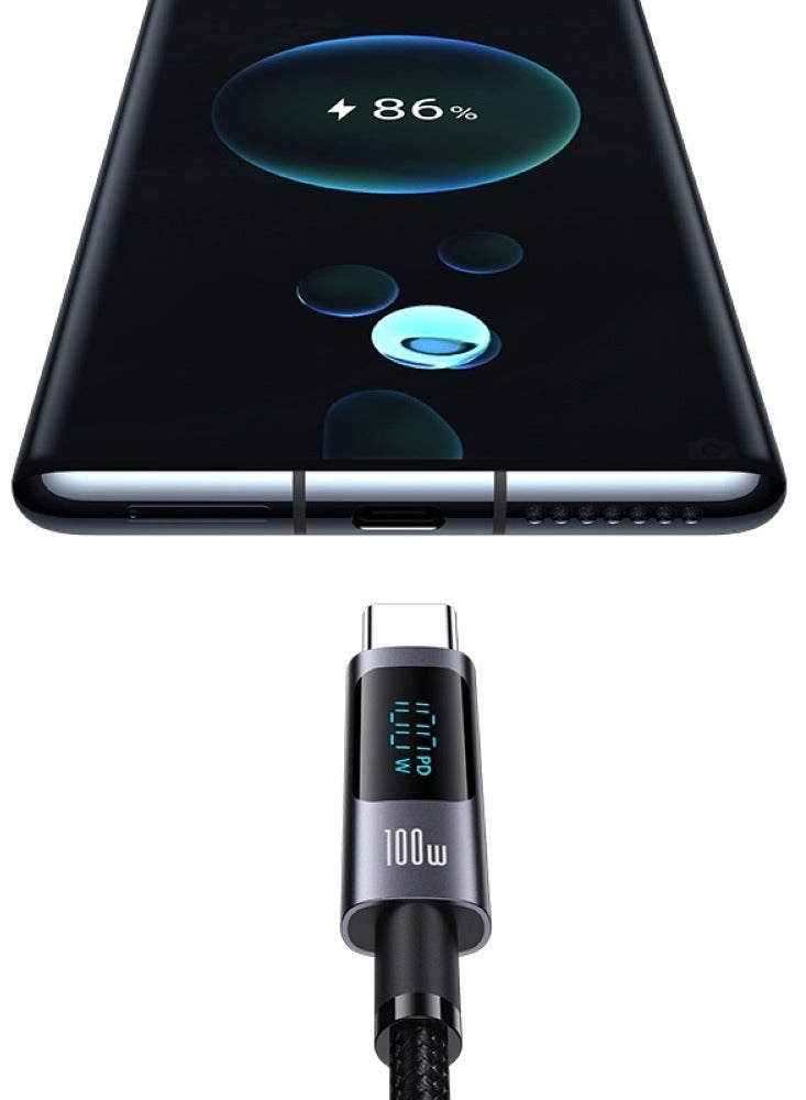 أوسامس كابل بيانات من النوع C إلى النوع C 100 وات للشحن السريع، الطول: 1.2 متر (أسود)⁩ - Image 3