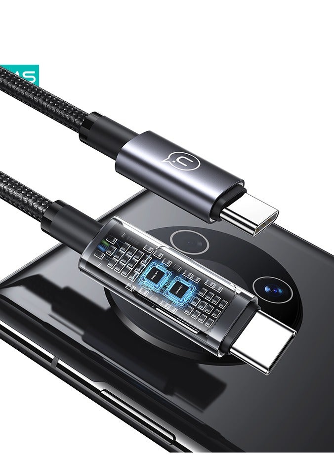 أوسامس كابل بيانات من النوع C إلى النوع C 100 وات للشحن السريع، الطول: 1.2 متر (أسود)⁩ - Image 4