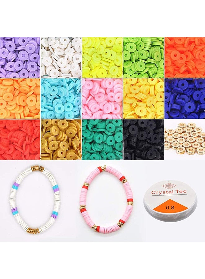 Goodern Heishi Beads  Flat Round Polymer Clay Beads Jewelry Marking Bracelets Necklace Earring Diy Craft Kit With Flat Round Gold Beads  Loose Spacer Ceramic Vinyl Disc Beads (14 Colors) -- 14 Colors