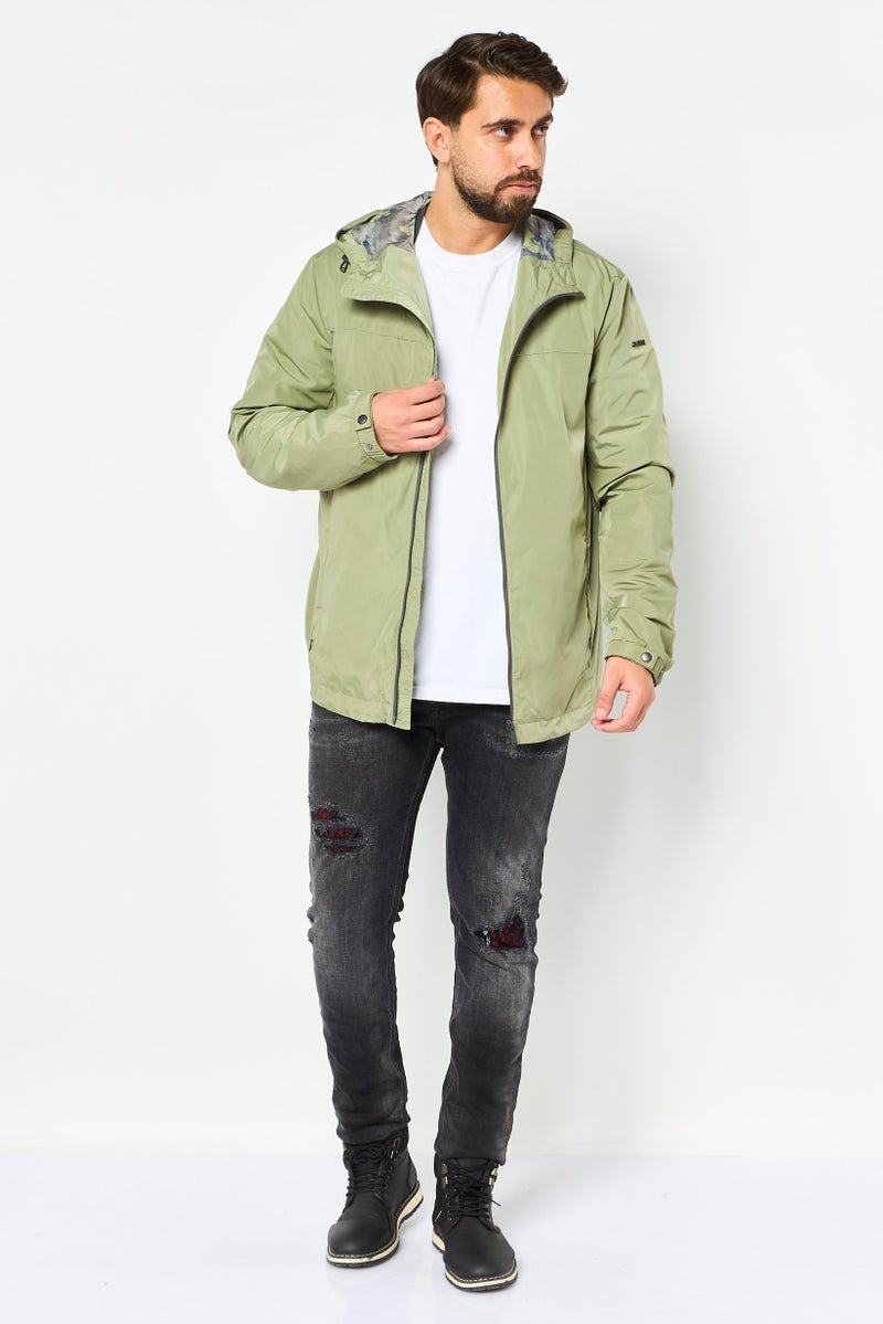 GEOX Men Solid Windbreaker Jacket, Olive - Image 2