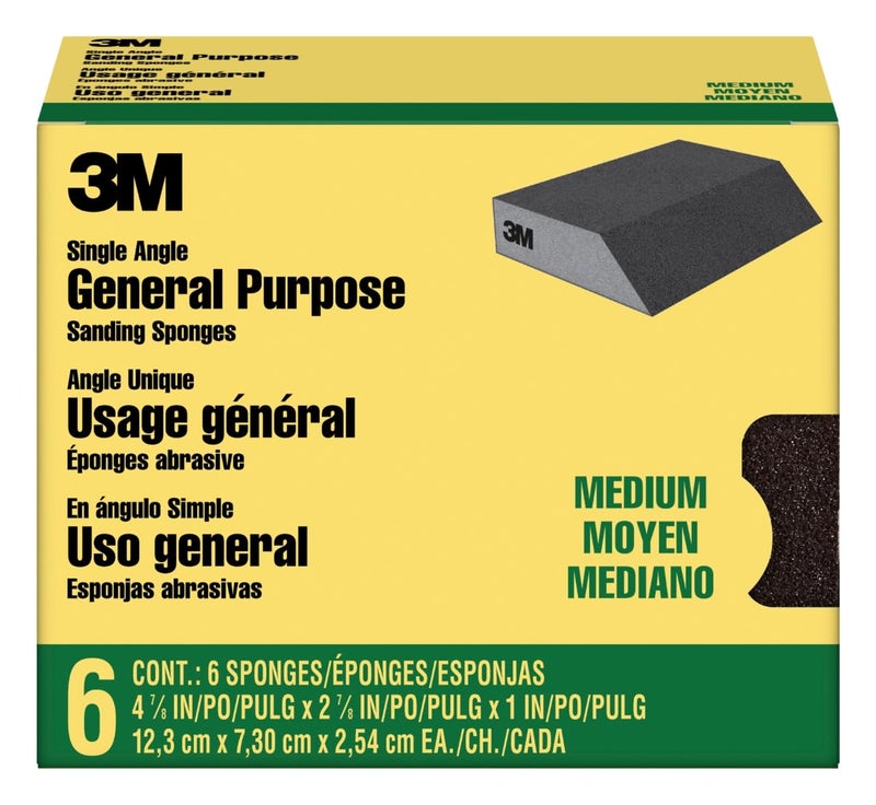 3M Angled Sanding Sponges, 6-Pack, Medium Grit, Use Wet or Dry, Great For All Purpose Sanding, Washable & Reusable, Use For Interior & Exterior Project, Perfect For Corner/Detail Work (CP041-6P) - Image 5