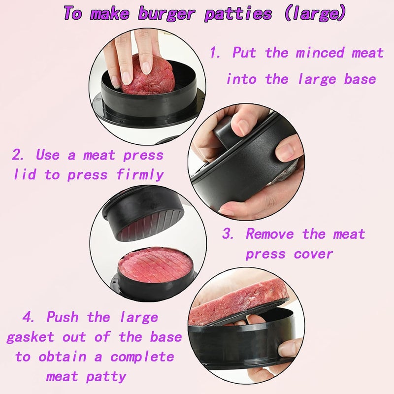 Duomama Multifunctional Burger Press & Patty Maker with 100 Oil Papers - DIY Stuffed Burgers, Sandwich Cutter - Easy to Use & Clean - Ideal for BBQs, Parties, and Home Cooking - Image 3