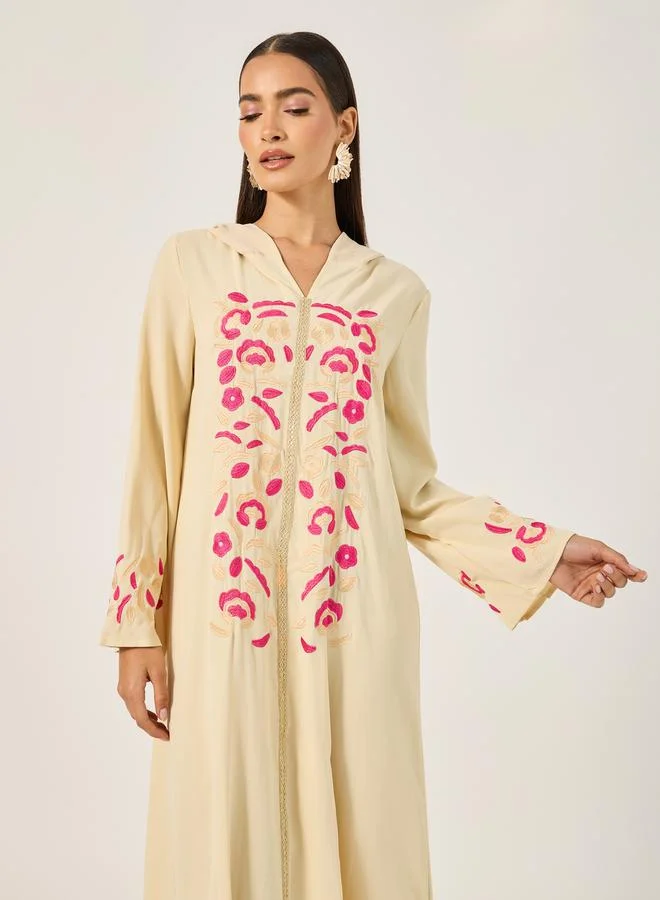 Take Two Floral Embroidered Maxi Jalabiya by Styli