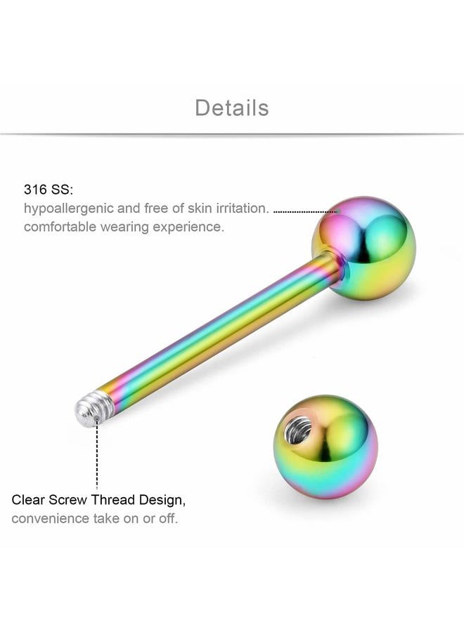 SCERRING 14G Rings 316L Stainless Steel CZ rings Shield Tongue Barbell Rings Bars Body Piercing Jewelry for Women 8-32PCS, Metal Crystal Acrylic, cubic-zirconia, - Image 2
