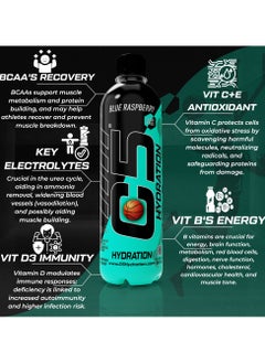 C5 C5 HYDRATION Blue Raspberry Electrolytes & Vitamin Water- Zero Sugar, 20 Calorie BCAA for Recovery -VIT B ENERGY, VIT C & E ANTIOXIDANT, VIT D3 for IMMUNITY - Refreshing Ramadan Drink Pack of 12  - Image 5
