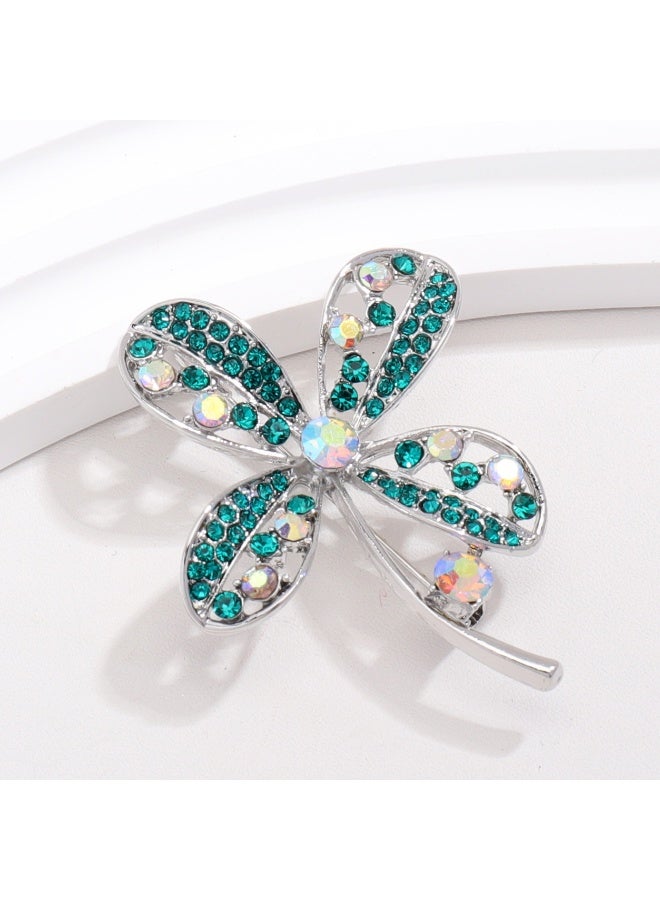 Mark Fairwhale New Four Leaf Clover Glass Alloy Brooch