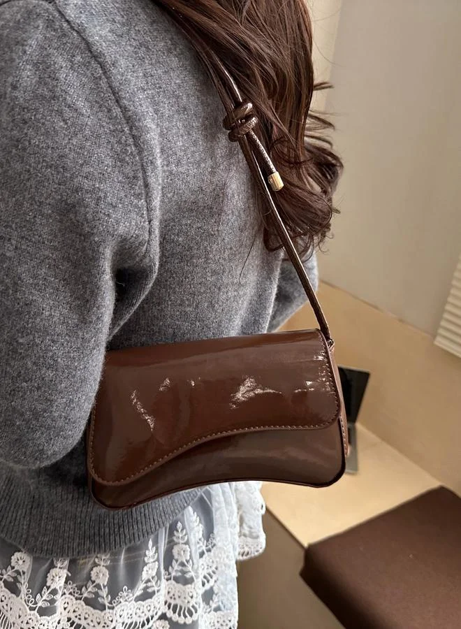 تايك تو Coffee Brown Faux Leather Shoulder Bag