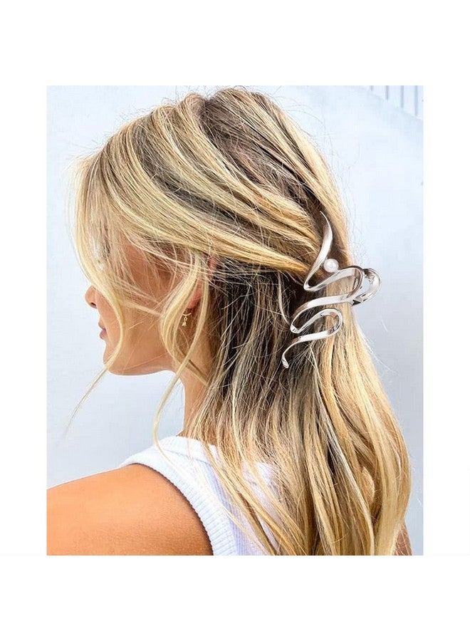 Brinie Claw Hair Clips Gold Metal Hair Clamps Pearl Hair Claw Clips Stylish Hair Clips Nonslip Hair Claw Barrettes Hair Accessories For Women And Girls (Pack Of 2) - Image 5