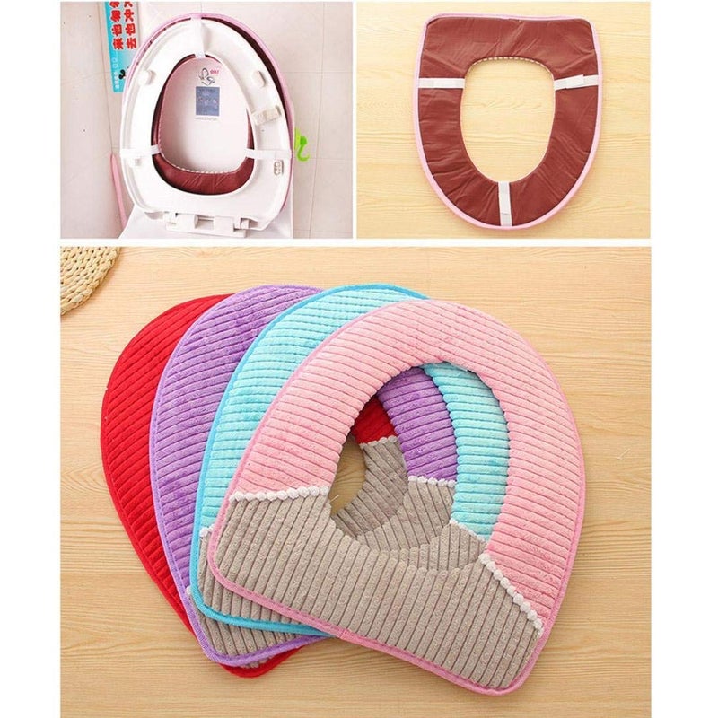 MBUYS MALL Mbuys Mall Bathroom Soft Thicker Warmer Toilet Seat Cover Pads Stretchable Washable Cloth Toilet Seat Cushion Multicolor - Image 3