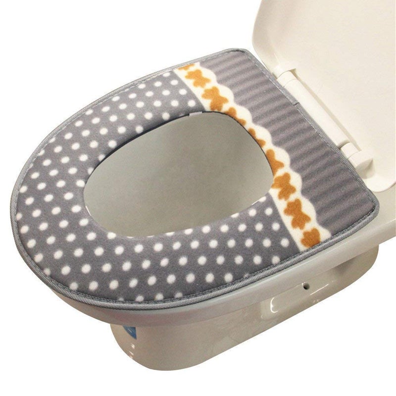 MBUYS MALL Mbuys Mall Bathroom Soft Thicker Warmer Toilet Seat Cover Pads Stretchable Washable Cloth Toilet Seat Cushion Multicolor - Image 1