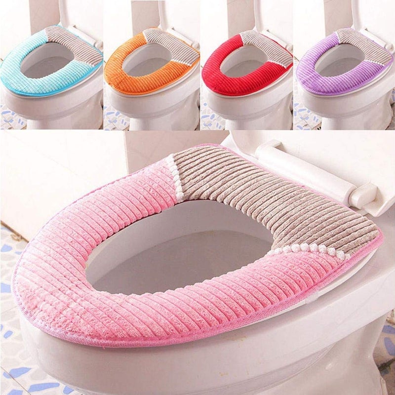 MBUYS MALL Mbuys Mall Bathroom Soft Thicker Warmer Toilet Seat Cover Pads Stretchable Washable Cloth Toilet Seat Cushion Multicolor - Image 2