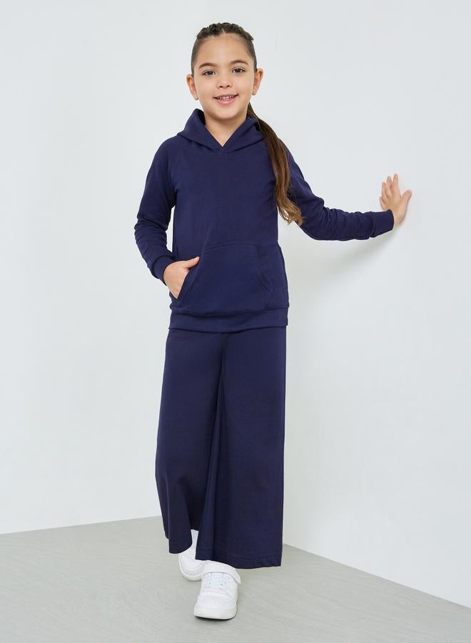 Styli Girls Navy Cotton Wide Leg Cropped Joggers - Image 2