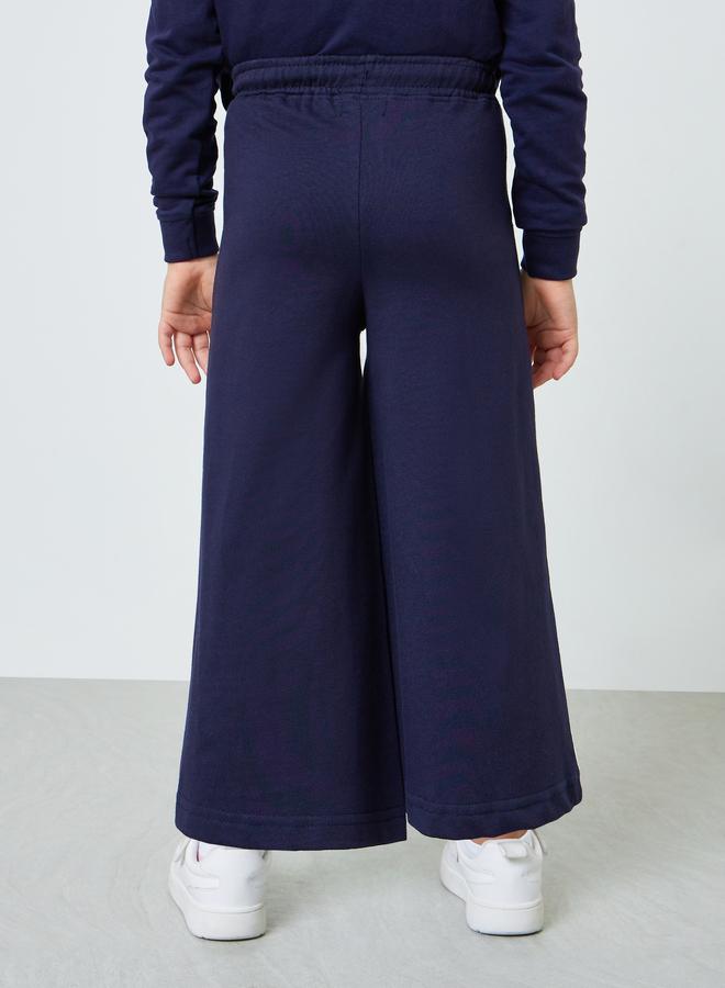 Styli Girls Navy Cotton Wide Leg Cropped Joggers - Image 3