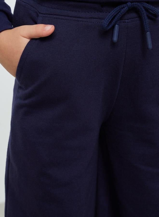 Styli Girls Navy Cotton Wide Leg Cropped Joggers - Image 4