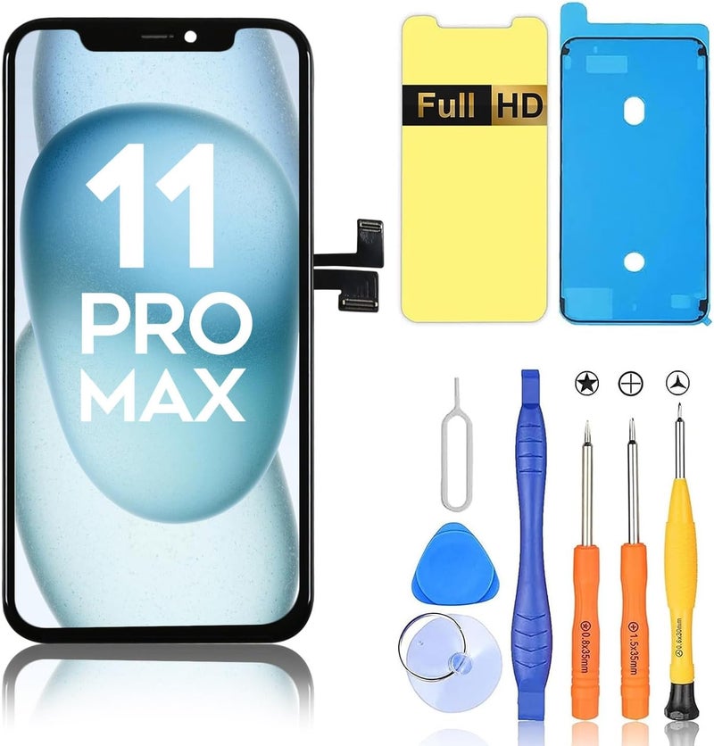 Ayake Store for iPhone 11 Pro Max Screen Replacement, 6.5-inch LCD Display Full HD and Touch Digitizer Assembly True Tone Programmable Face ID Remains with Tool Kits, for Model A2161, A2218, A2220 - Image 1