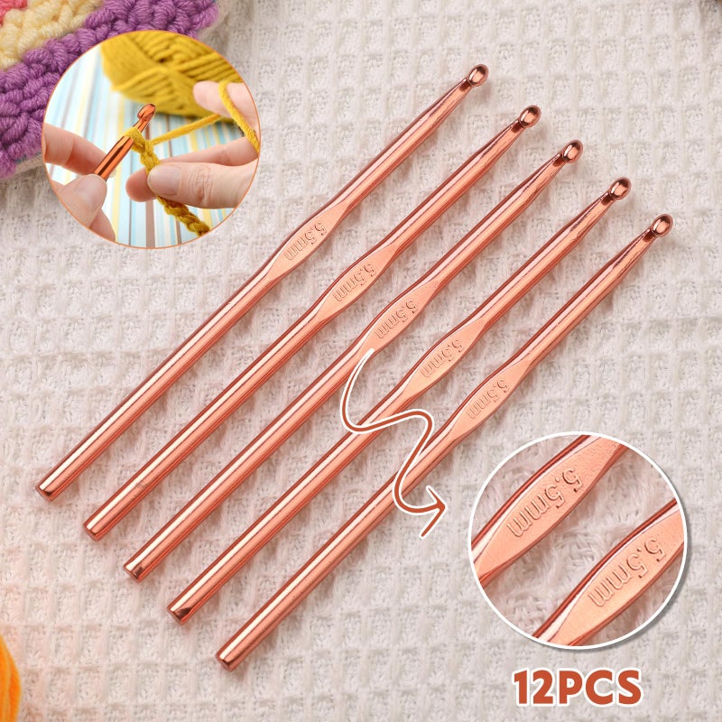 UzecPk 12PCS 5.5mm Aluminum Crochet Hooks, Size I (Size 9) Crochet Hook, Metal Crochet Needles Crochet Hooks Bulk for arn Craft Beginners Women Adults - Image 5