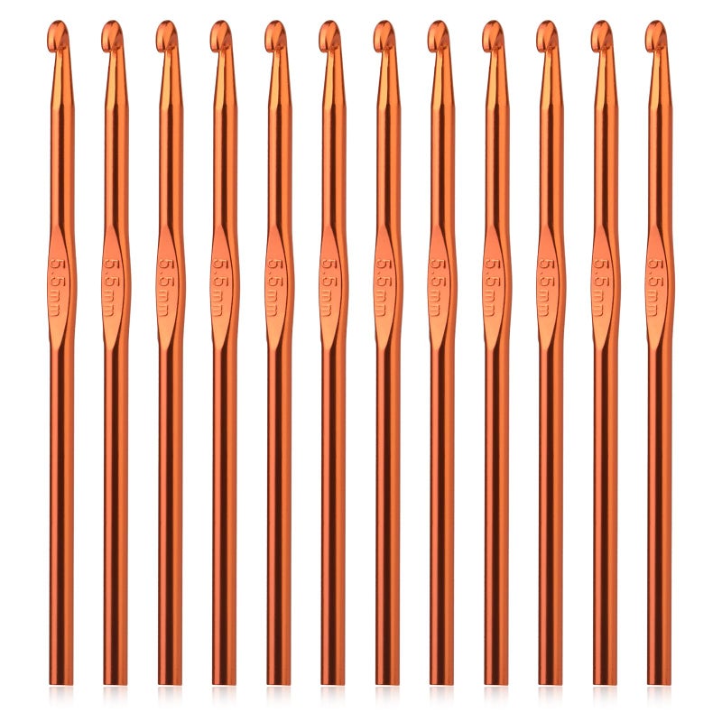 UzecPk 12PCS 5.5mm Aluminum Crochet Hooks, Size I (Size 9) Crochet Hook, Metal Crochet Needles Crochet Hooks Bulk for arn Craft Beginners Women Adults - Image 1