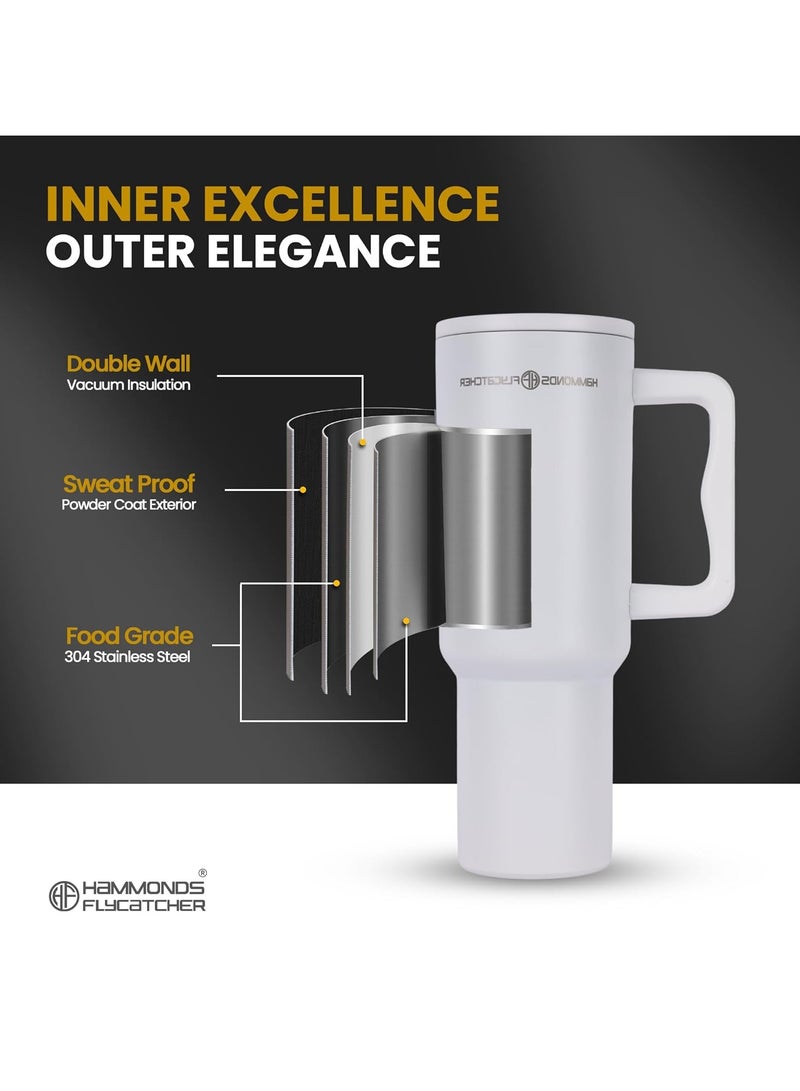 HAMMONDS FLYCATCHER 1200ML Insulated Tumbler with Straw, BPA-Free Travel Mug for Hot & Cold Beverages & Water, Sipper Coffee Tumbler Bottle, Leakproof Tumblr for Car, Gym, Yoga, Hiking - Image 4