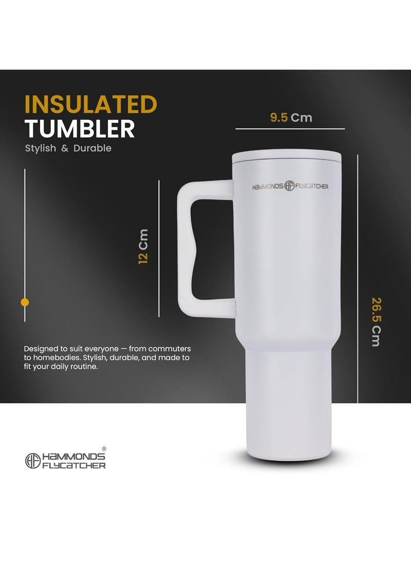 HAMMONDS FLYCATCHER 1200ML Insulated Tumbler with Straw, BPA-Free Travel Mug for Hot & Cold Beverages & Water, Sipper Coffee Tumbler Bottle, Leakproof Tumblr for Car, Gym, Yoga, Hiking - Image 1