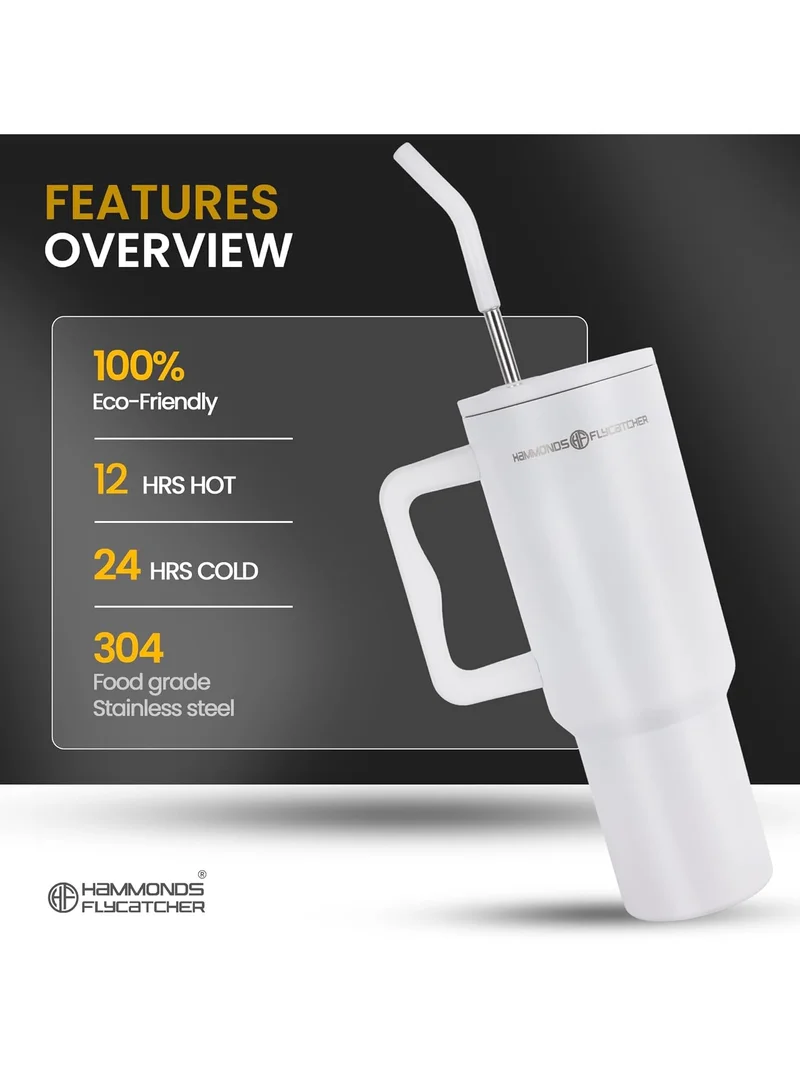 HAMMONDS FLYCATCHER 1200ML Insulated Tumbler with Straw, BPA-Free Travel Mug for Hot & Cold Beverages & Water, Sipper Coffee Tumbler Bottle, Leakproof Tumblr for Car, Gym, Yoga, Hiking