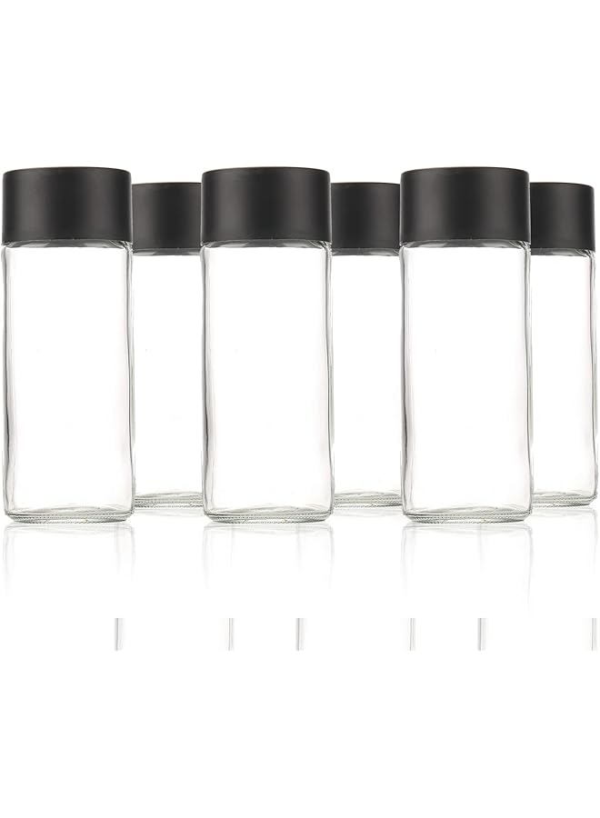 erorex 6 Pack 8Oz Glass Juice Bottles Reusable Water Bottles To Work Great As Sensory Bottles And Smoothie Bottles With Black Lids Great For Sensory Crafts And Calming Bottles 250Ml - Image 2