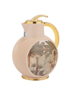 Alsaif Gallery Al Jawhara thermos, light pink, golden palm pattern, 0.9 liters 
