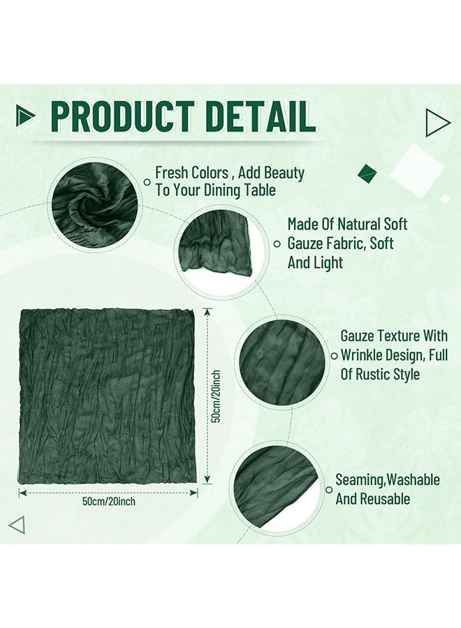 6PCS Bulk Emerald Green Cheesecloth Napkins, 20x20 Inch Boho Rustic Washable Gauze Napkins for Wedding Bridal Baby Shower Party - Image 2