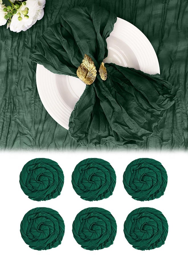 6PCS Bulk Emerald Green Cheesecloth Napkins, 20x20 Inch Boho Rustic Washable Gauze Napkins for Wedding Bridal Baby Shower Party - Image 1