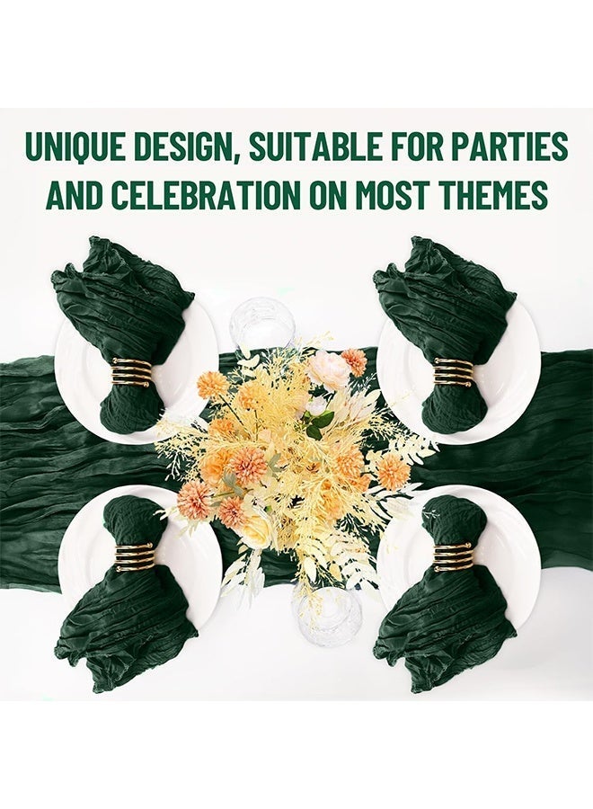 6PCS Bulk Emerald Green Cheesecloth Napkins, 20x20 Inch Boho Rustic Washable Gauze Napkins for Wedding Bridal Baby Shower Party - Image 5