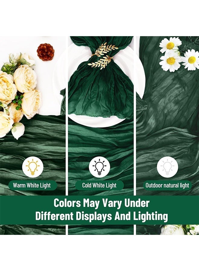 6PCS Bulk Emerald Green Cheesecloth Napkins, 20x20 Inch Boho Rustic Washable Gauze Napkins for Wedding Bridal Baby Shower Party - Image 3