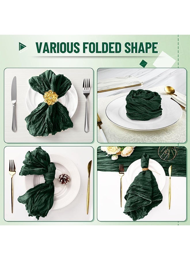 6PCS Bulk Emerald Green Cheesecloth Napkins, 20x20 Inch Boho Rustic Washable Gauze Napkins for Wedding Bridal Baby Shower Party - Image 4