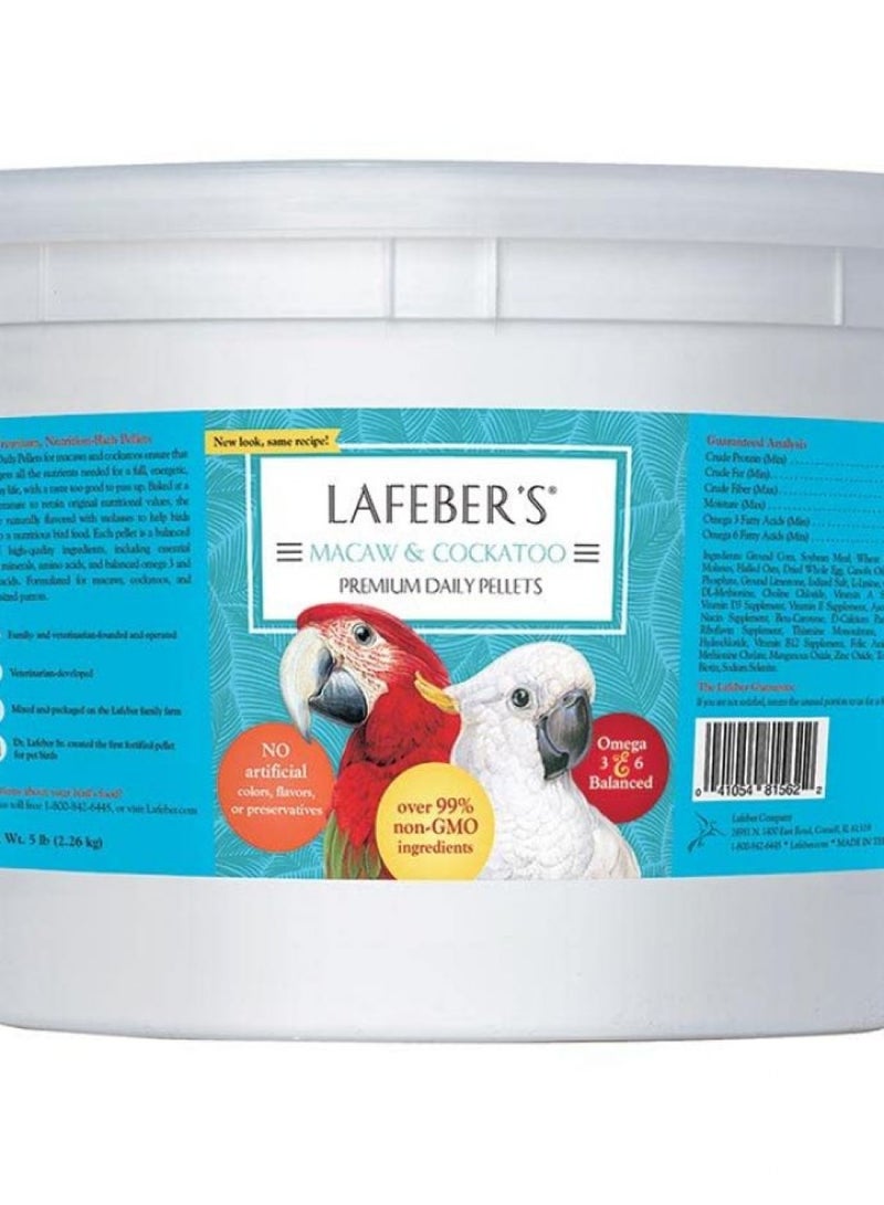 LAFEBER'S LAFEBER'S Premium Daily Diet Pellets Pet Bird Food, Made with Non-GMO and Human-Grade Ingredients, for Macaws and Cockatoos, 5 lb - Image 1