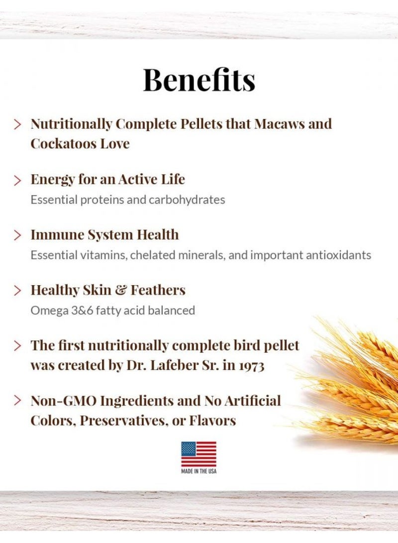 LAFEBER'S LAFEBER'S Premium Daily Diet Pellets Pet Bird Food, Made with Non-GMO and Human-Grade Ingredients, for Macaws and Cockatoos, 5 lb - Image 3