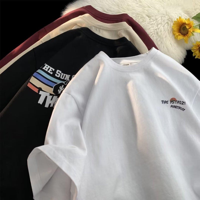 Pure Cotton Short-Sleeved T-Shirt Men'S Summer Ins Trendy Brand Men'S Loose T-Shirt American Half-Sleeved Top Hong Kong Style - Image 5
