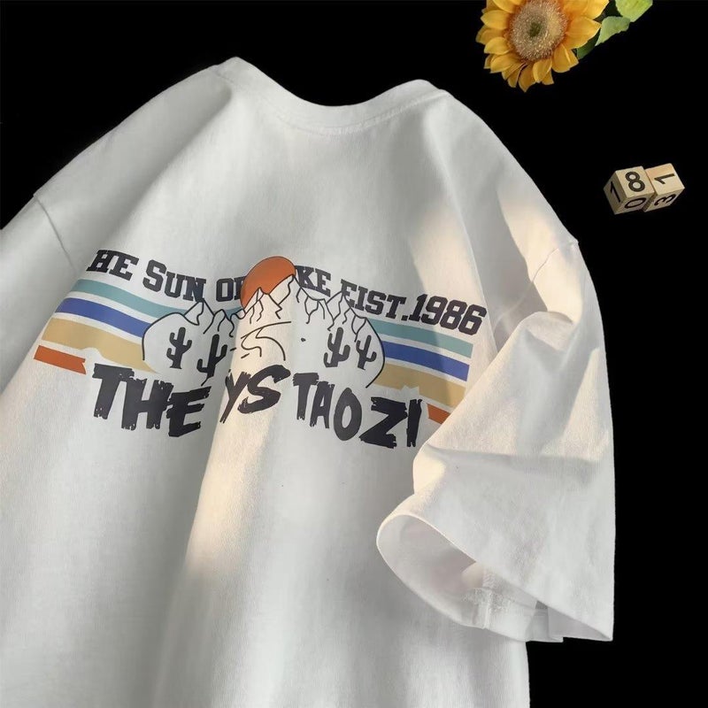 Pure Cotton Short-Sleeved T-Shirt Men'S Summer Ins Trendy Brand Men'S Loose T-Shirt American Half-Sleeved Top Hong Kong Style - Image 3