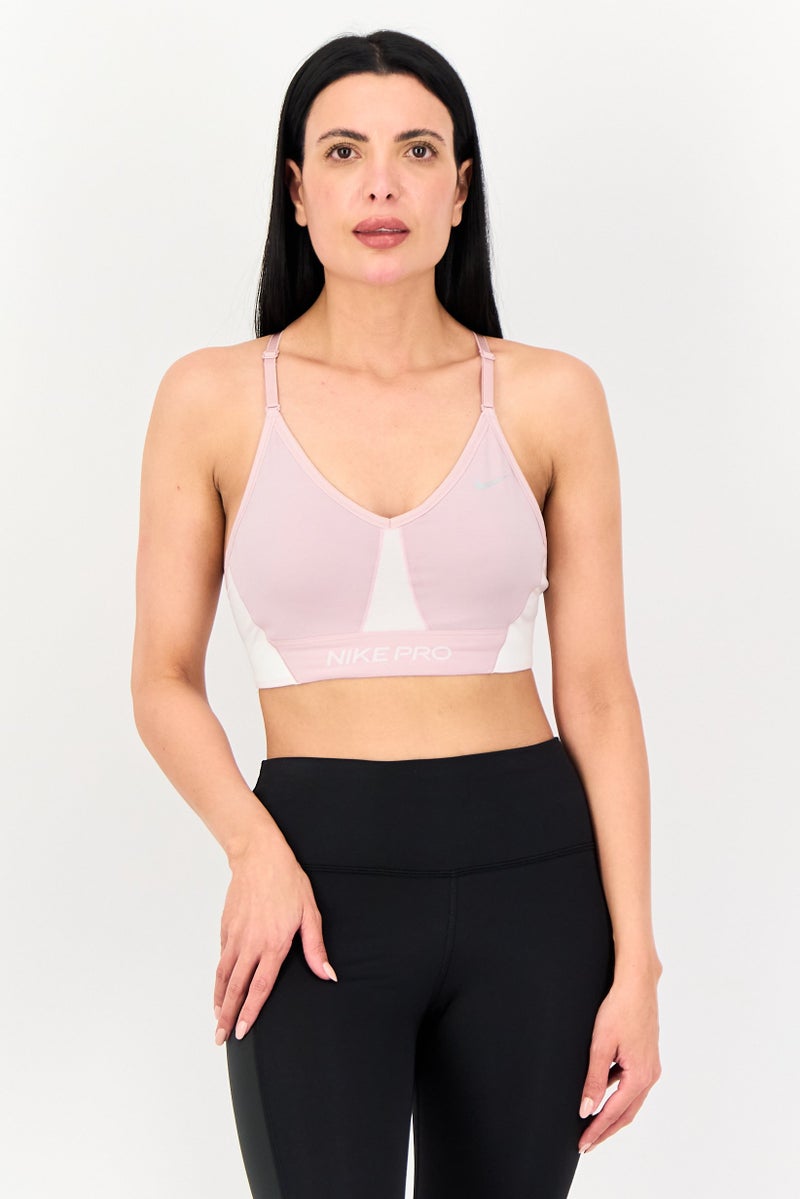 Nike حمالة صدر رياضية بدون أكمام للنساء مبطنة قليلاً، وردي قديم فاتح - Image 1