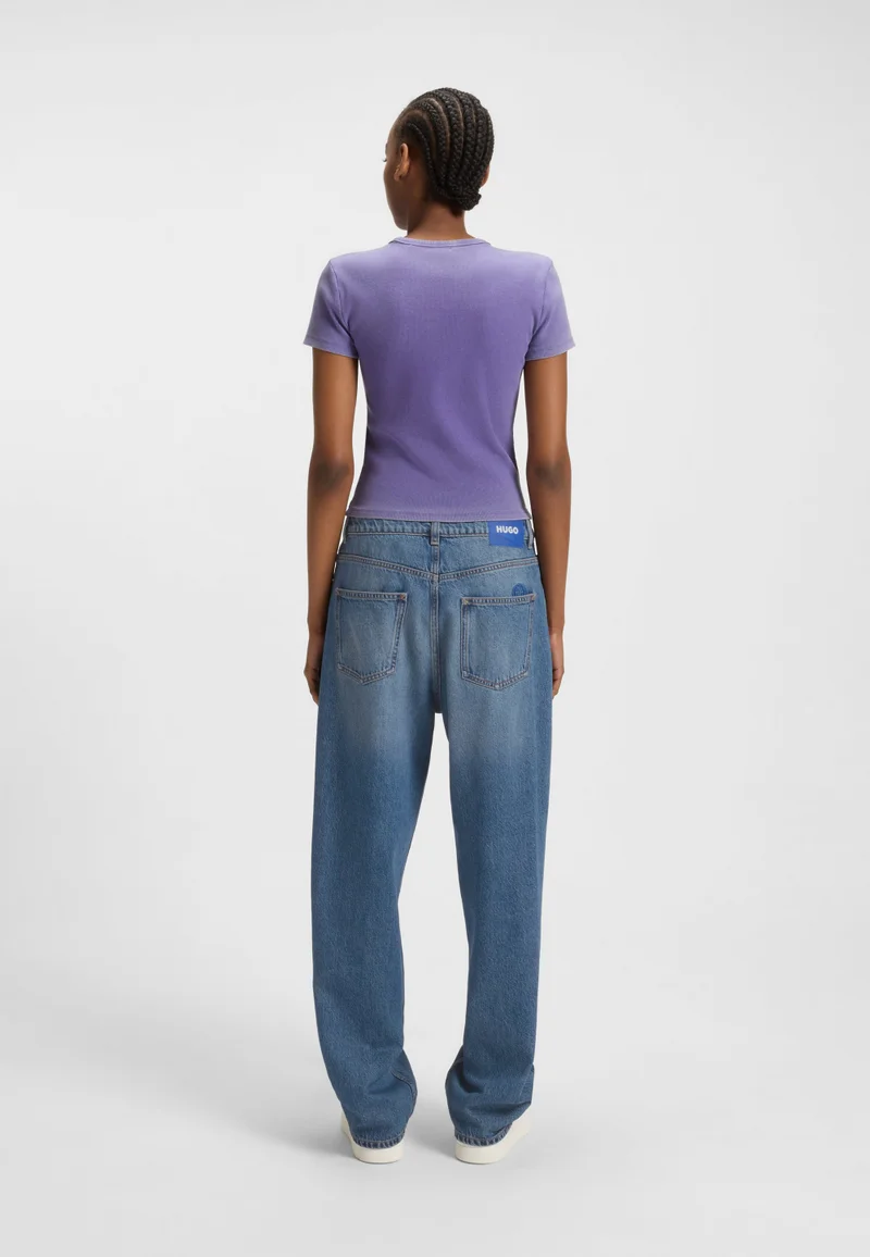 هوجو Loose-fit jeans in blue denim with Happy HUGO logo