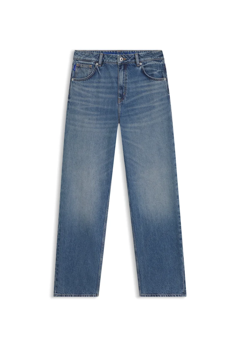 HUGO Blue Loose-fit jeans in blue denim with Happy HUGO logo for Women | Best Price UAE