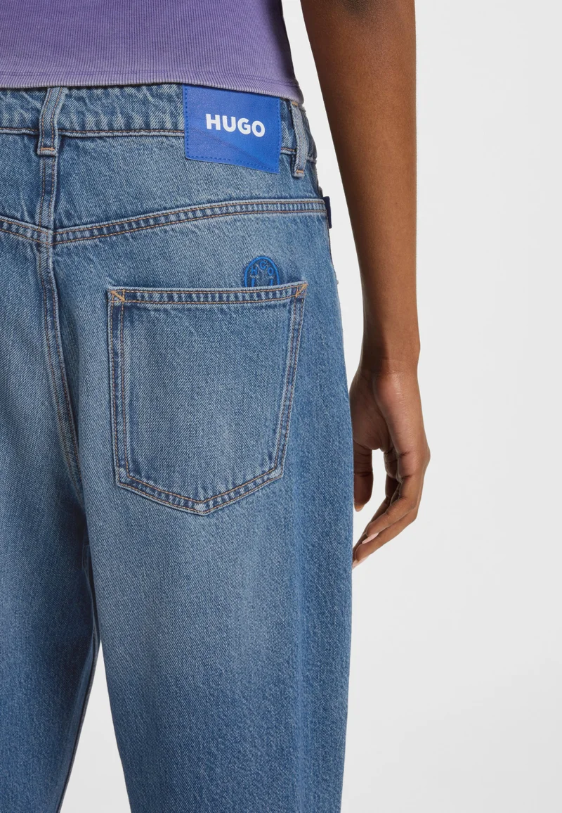 HUGO Blue Loose-fit jeans in blue denim with Happy HUGO logo for Women | Best Price UAE