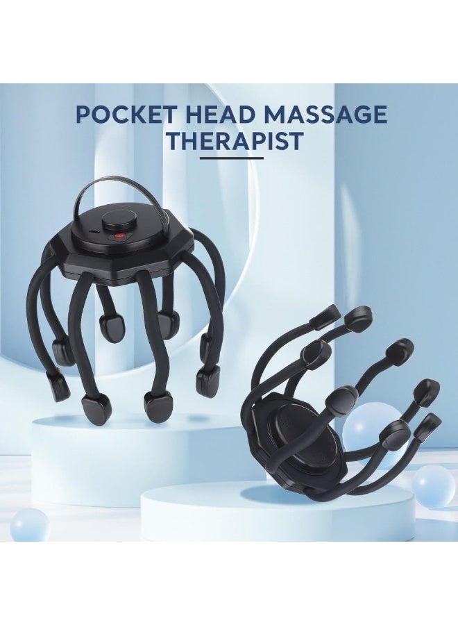 Electric Vibrating Head Massager – Hands-Free Portable Head Massager with 3 Vibration Modes – Rechargeable – Black - Image 2