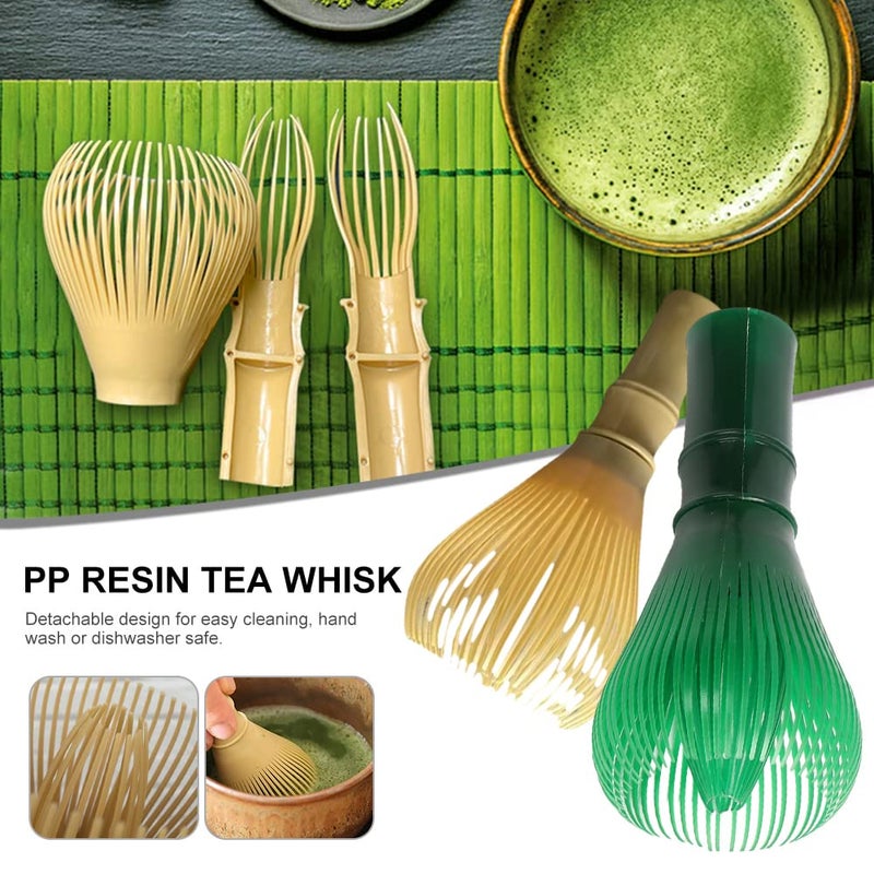 OUGETHER Resin Matcha Whisk Chasen Brush Tools For Matcha Green Tea Powder Reusable Powder Whisk Prepare Japanese Matcha Tea (Green) - Image 2