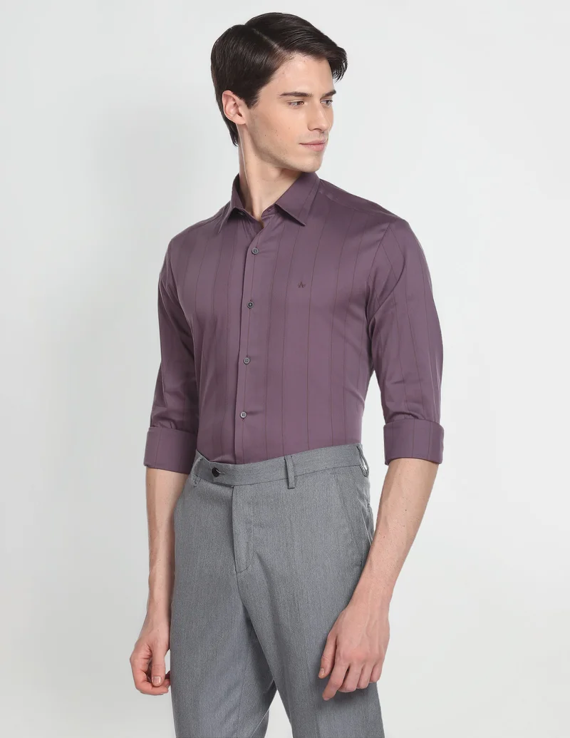 Arrow  Vertical Stripe Manhattan Slim Fit Shirt for Men | Best Price UAE