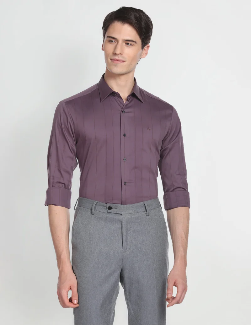 Arrow  Vertical Stripe Manhattan Slim Fit Shirt for Men | Best Price UAE