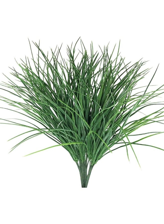 Antspirit 4pcs Artificial Fake Grass Plants Flowers Faux Plastic Wheat Grass Outdoor UV Resistant Greenery Shrubs Plant for Outdoor Planters Wedding Indoor Outside Hanging Home Garden DÃ©cor(4, Green) - Image 1