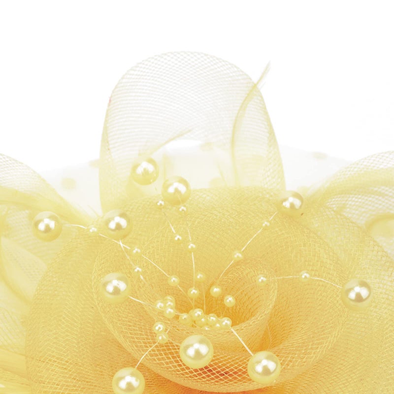 DRESHOW Fascinators Hat Flower Mesh Ribbons Feathers on a Headband and a Clip Tea Party Headwear for Girls and Women - Image 5