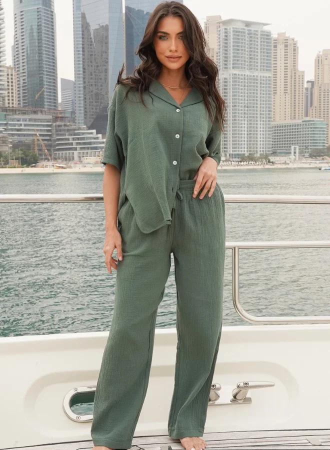 NOMAD Crinkle Cotton Straight Leg Pant